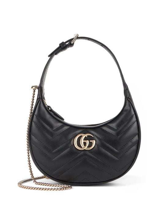 Gucci Black Shoulder Bag Gg Marmont Leather Calf Skin