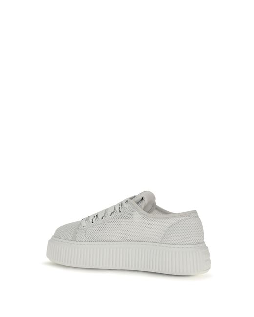 Miu Miu White Platform Sneakers Upper: Polyamide Lace-Up Shoes