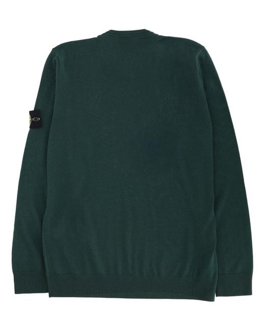 Stone Island Green Jersey With Logo Patch Virgin Wool Sweatshirts for men