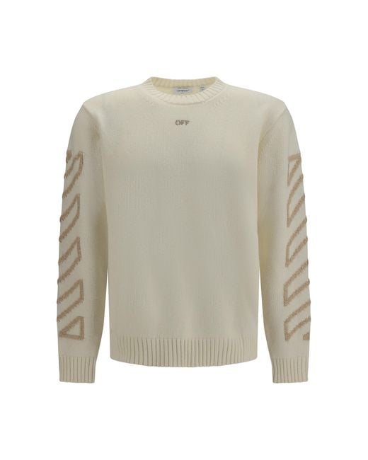 Off-White c/o Virgil Abloh White Arrow Fuzzy Crewneck Sweater Wool Ovis Aries; Polyamide for men