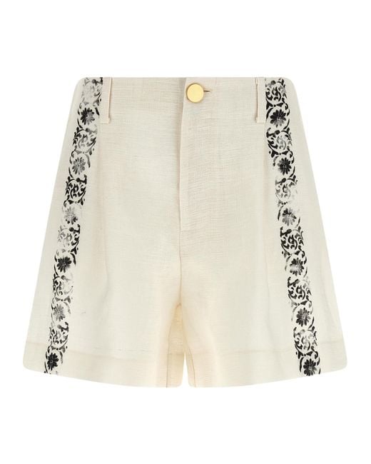 Alberta Ferretti White Linen Bermuda Shorts