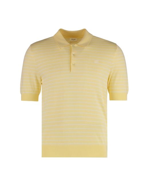 Céline Yellow Short-Sleeve Cotton Polo Shirts for men