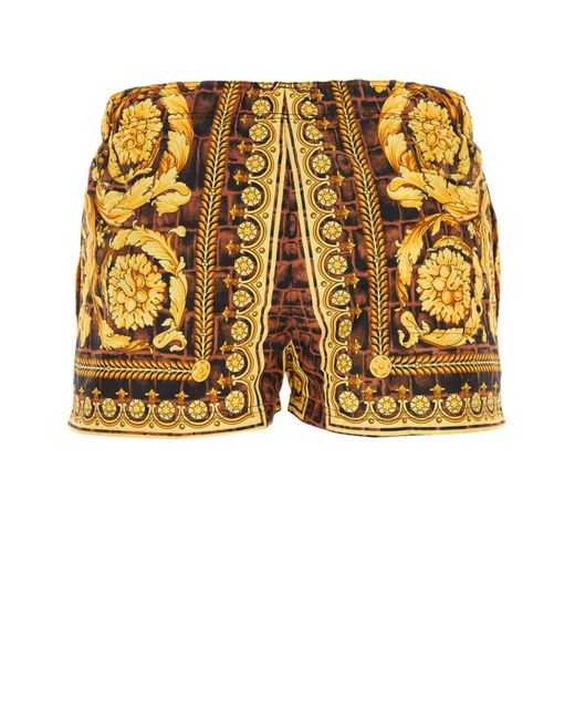 Versace Yellow Printed Polyester Swimming Shorts for men
