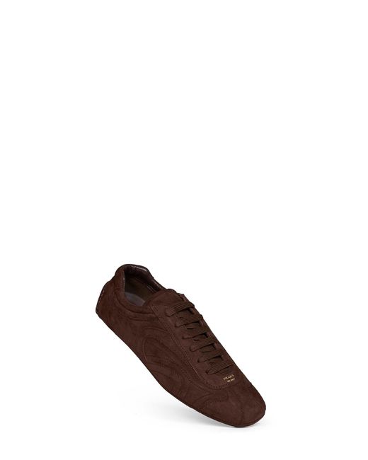 Prada Brown Sneakers Montecarlo Lambskin Dark Trainers for men