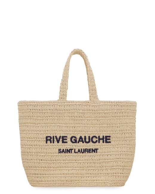 Saint Laurent Rive Gauche Raffia Tote Bag in Natural | Lyst