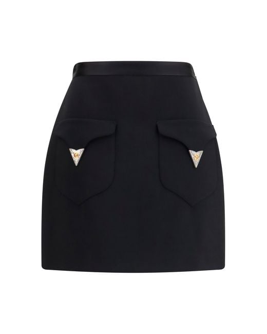 Versace Black Wool Mini Skirt
