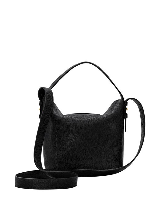 Longchamp Black Shoulder Bag With Triomphe Plate Leather Calf