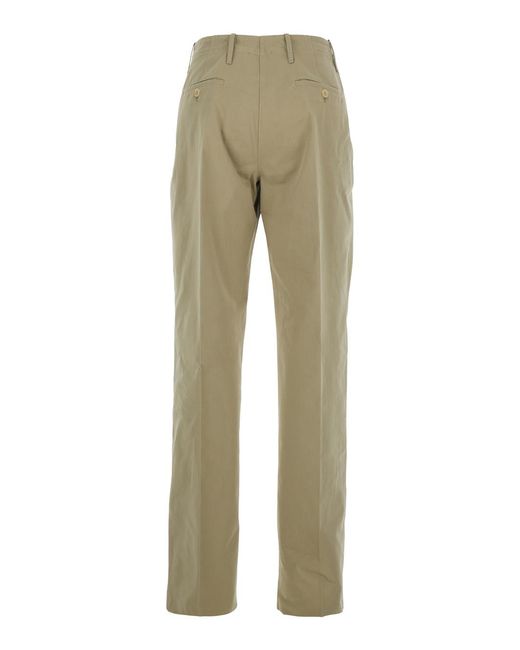 Semicouture Natural High-Waisted Pants With Belt Loops