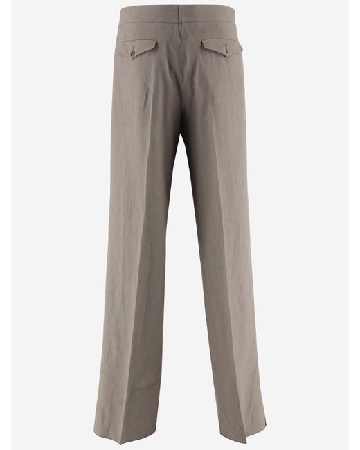 Giorgio Armani Gray Linen Tailored Pants for men