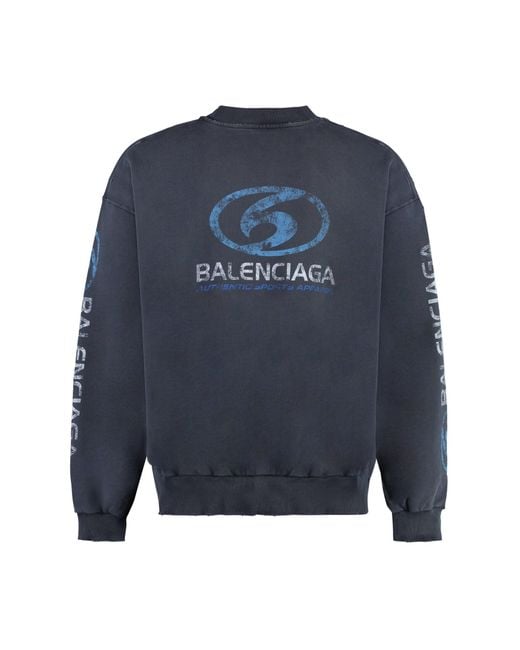 Balenciaga Cotton Crew-neck Sweatshirt in Blue for Men | Lyst