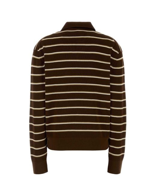Miu Miu Brown Embroidered Stretch Cotton Blend Polo Shirt