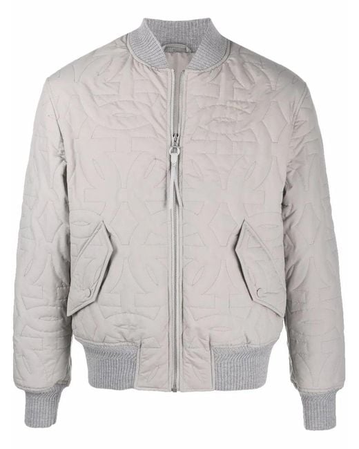 Ferragamo Gray Gancini-Logo Bomber Jacket for men