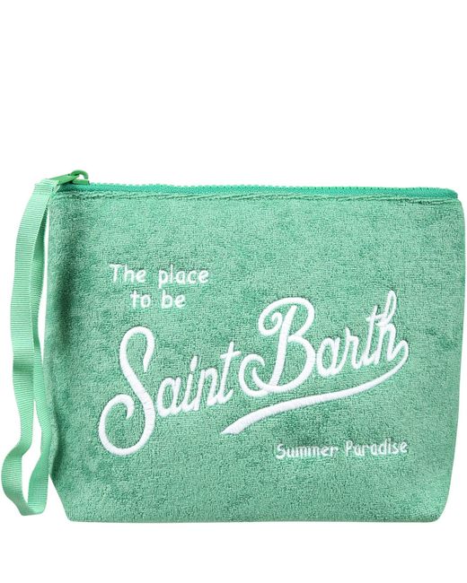 Mc2 Saint Barth Green Clutch Bag For Kids With Logo for men