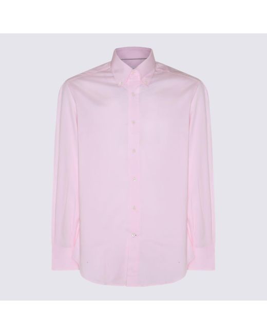 Brunello Cucinelli Pink Cotton Shirt for men