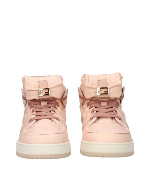 Fendi Pink Nylon High Top Sneakers