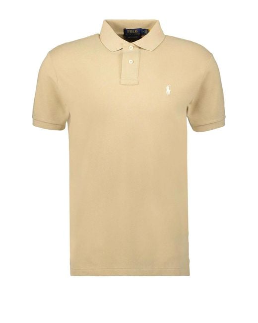 Polo Ralph Lauren Beige Slim-fit Polo Shirt in Natural for Men | Lyst