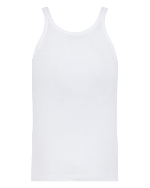 Dolce & Gabbana White Ribbed Tank Top Cotton T-Shirts for men