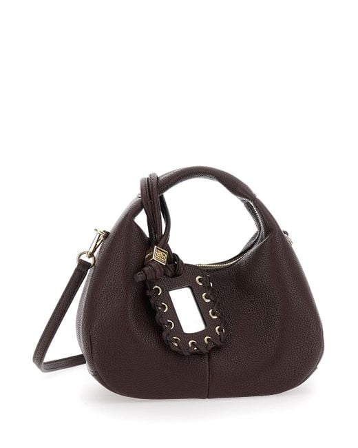 Ganni Black Handbag With Removable Shoulder Strap And Pendant With Logo