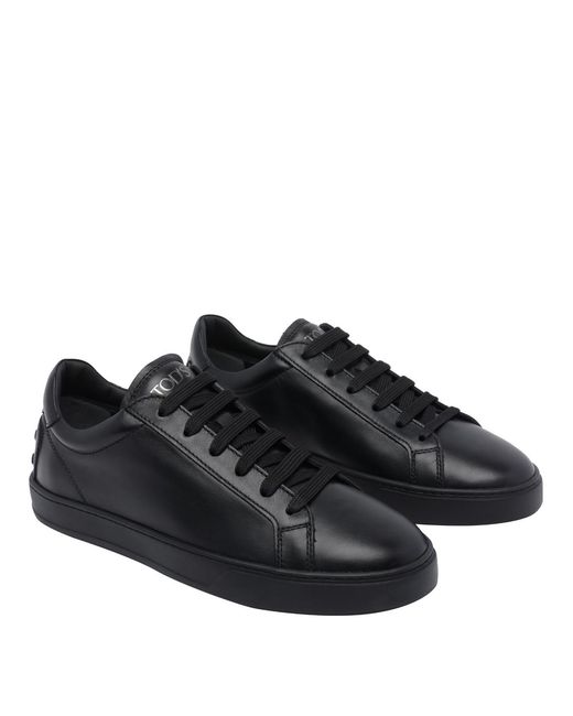 Tod's Black Tods Sneakers Calf Leather/Rubber Sole for men