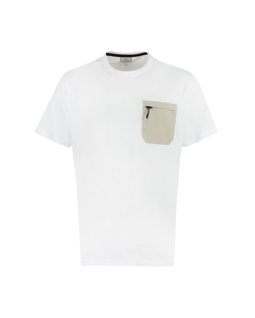 Woolrich White Chest Pocket Cotton T-shirt for men