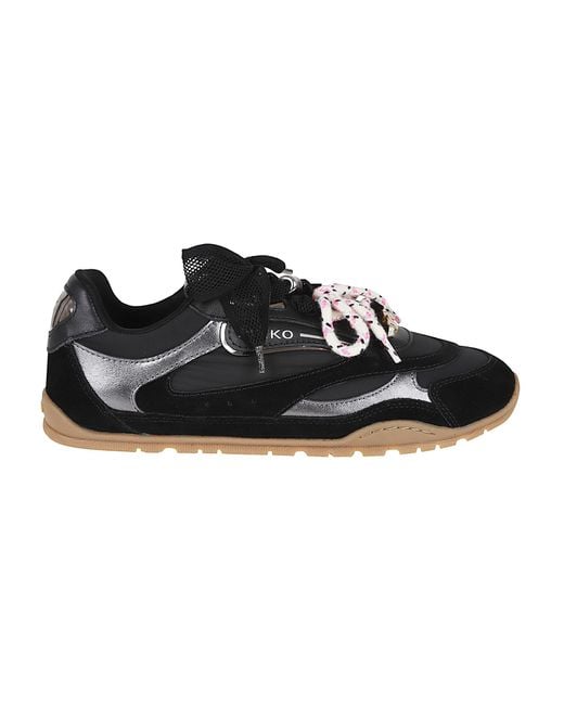 Pinko Black Lace-Up Panelled Sneakers
