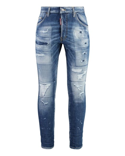 DSquared² Blue Destroyed Slim Fit Jeans for men
