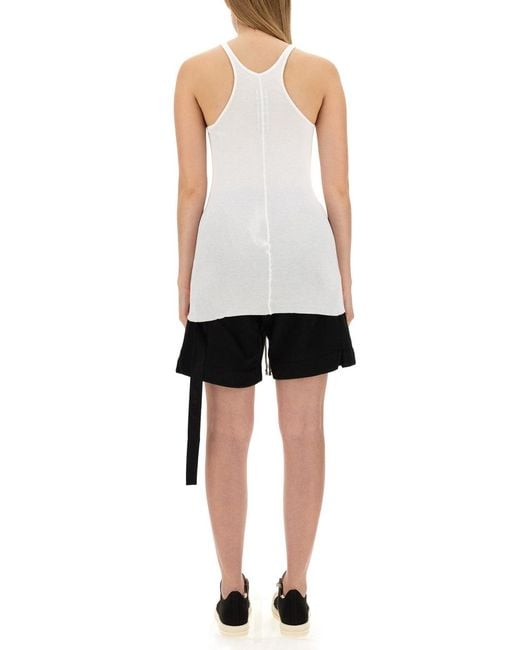 Rick Owens White Racer Back T-Shirt Cotton