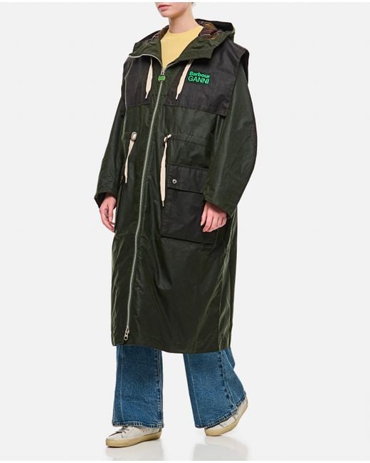 Barbour Green Ganni X Wax Parka