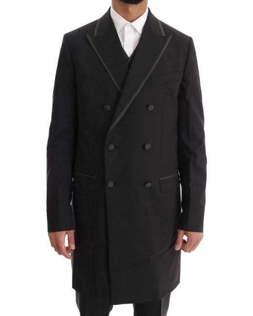 Dolce & Gabbana Black Wool Stretch 3 Piece Two Button Suit for men