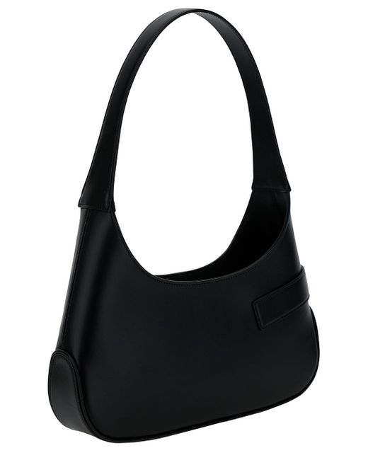 Ferragamo Black Hobo Shoulder Bag With Asymmetric Pocket And Gancini Buckle In Leather Woman