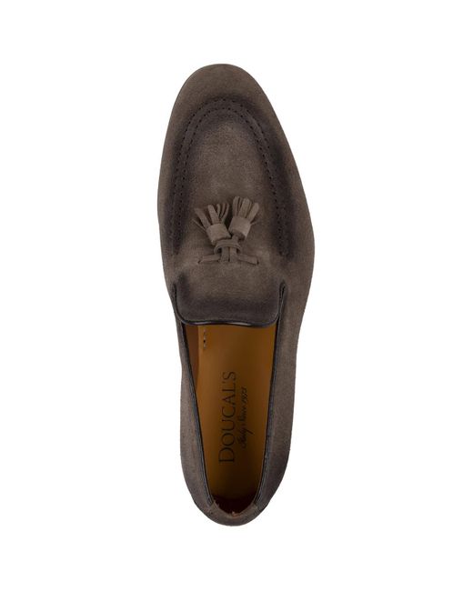 Doucal's Brown Suede Loafers With Tassels for men