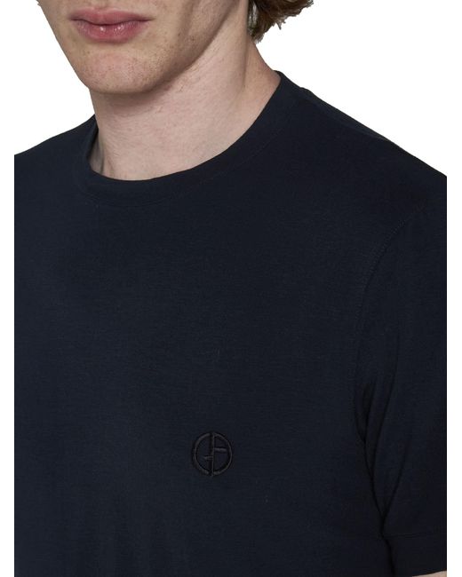 Giorgio Armani Blue Monogram Viscose T-shirt for men