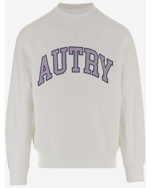 Autry White Cotton Sweatshirt With Logo Sweatshirts for men