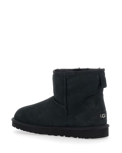 Ugg Black 'Classic Mini' Ankle Boots With Logo Patch On The Rear And Shearling Lining for men