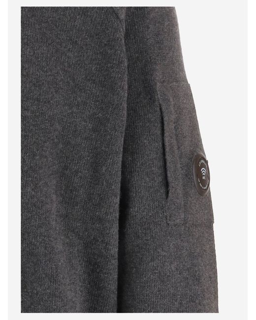 C P Company Gray Half-Zip Sweater Wool-Blend Wool Polyamide for men