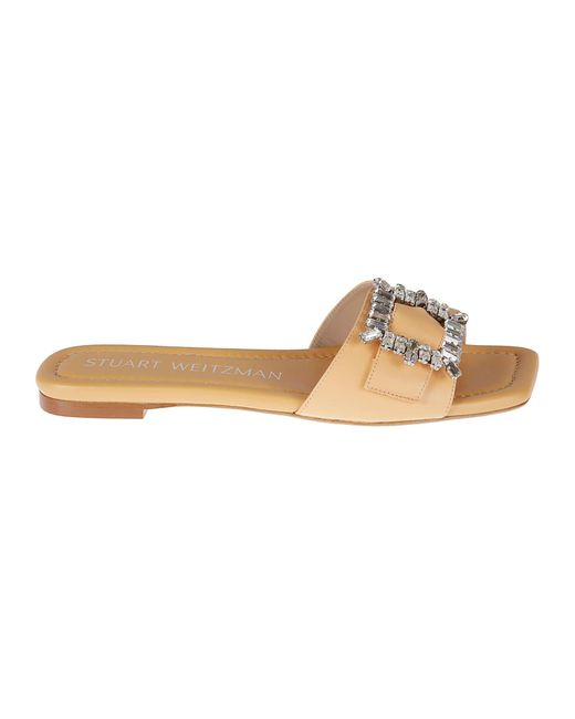 Stuart Weitzman Shine Buckle Slide Sandals Lyst