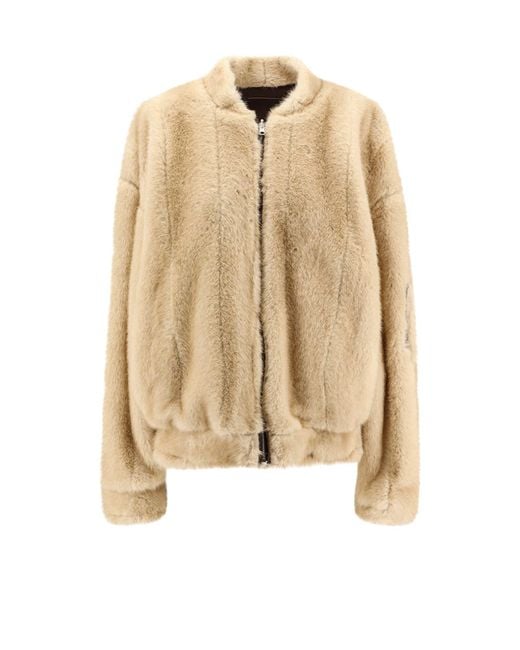 MM6 by Maison Martin Margiela Brown Reversible Nylon And Faux Shearling Bomber Jacket for men
