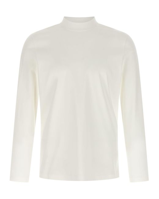 Brunello Cucinelli White Chimney Neck T-Shirt for men