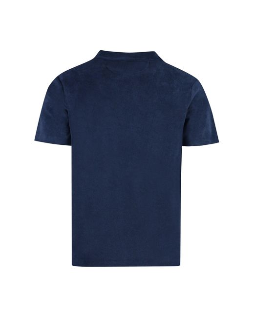Ralph Lauren Blue Towelling Polo Shirt for men