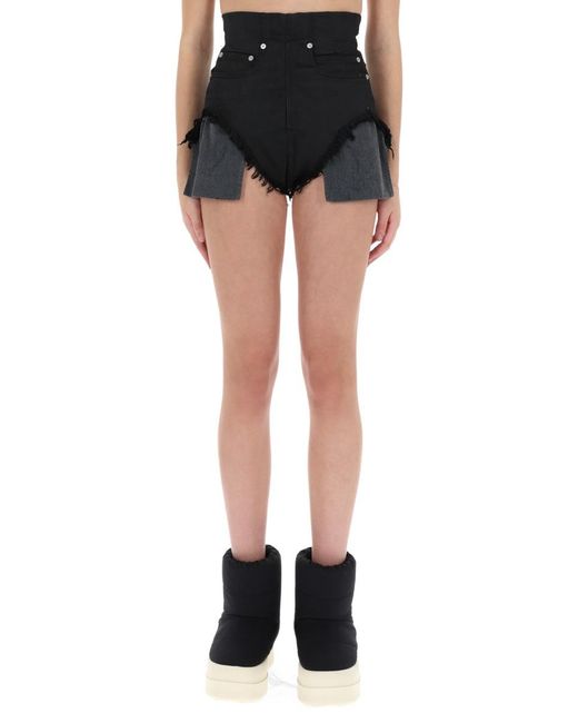 Rick Owens Black Dirt Cutoff Shorts