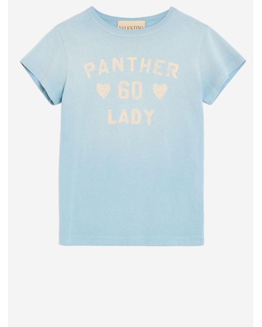 Valentino Blue Cotton T-Shirt With Print T-Shirts & Jerseys
