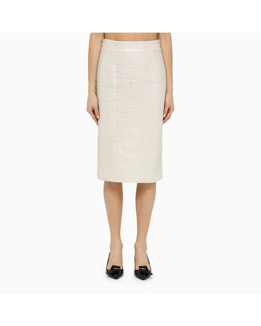 FEDERICA TOSI Natural Cotton-Blend Midi Skirt