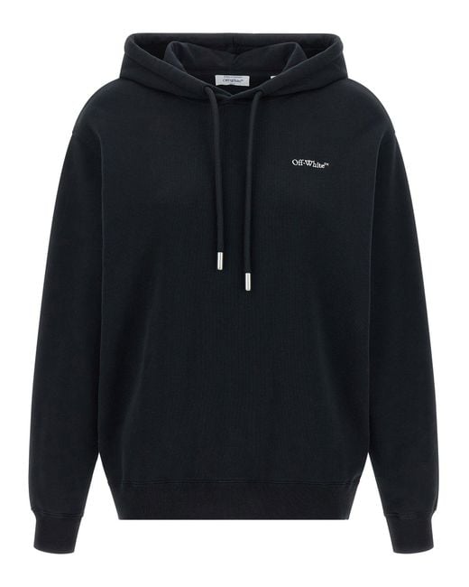 Off-White c/o Virgil Abloh Blue Logo-Embroidered With Arrow & Floral Graphic Hoodie