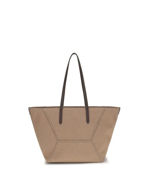 Brunello Cucinelli Natural Canvas Shoulder Bag Cotton