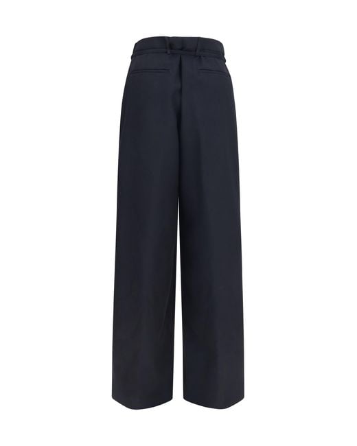 Dries Van Noten Blue Wide-Leg Drawstring Trousers Merino Wool