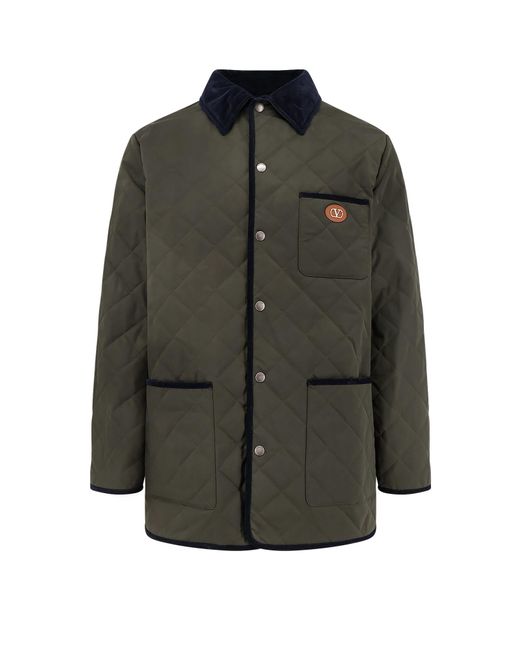 Valentino Gray Quilted Jacket With Vlogo Signature Patch for men
