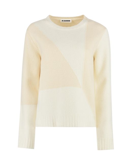 Jil Sander Natural Crew-Neck Wool Sweater