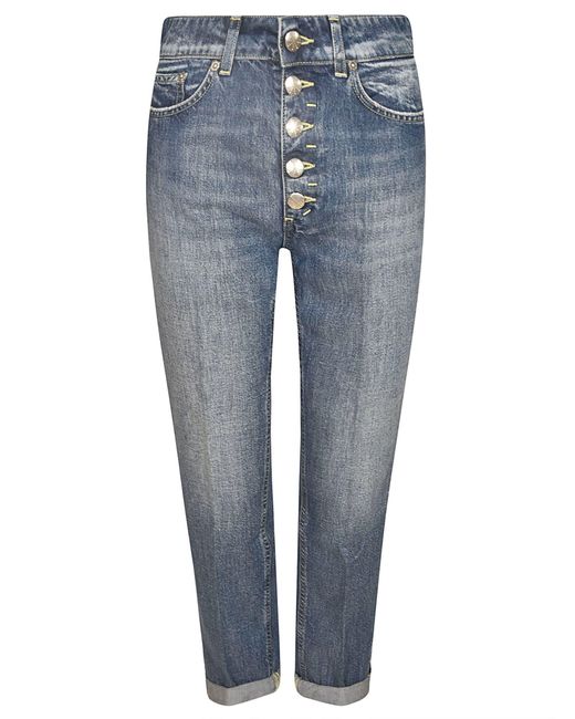Dondup Blue Buttoned Cropped Jeans