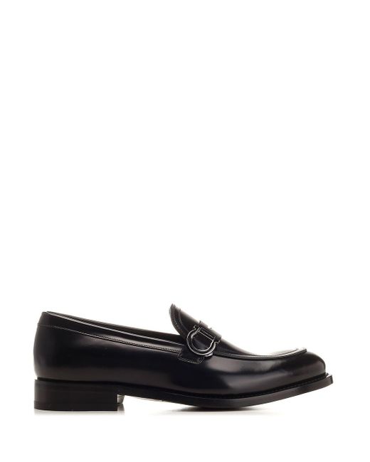 Ferragamo Black Gancini Ornament Loafer for men