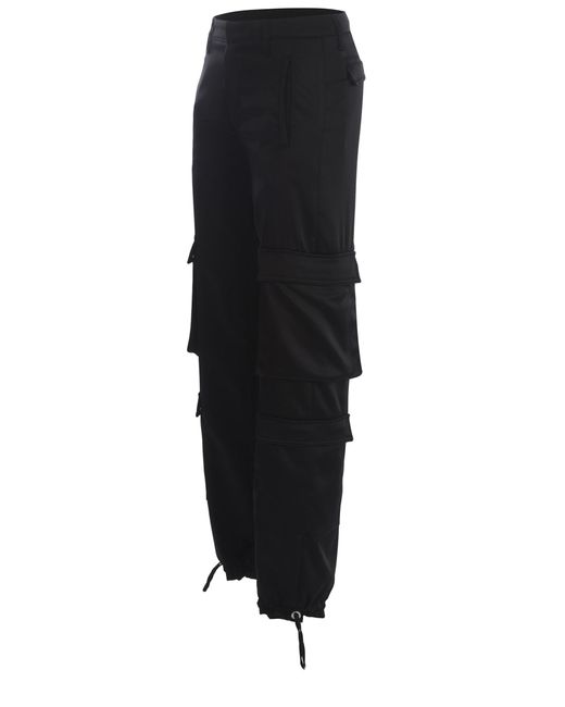 Dondup Black Cargo Trousers Tori Made Of Satin